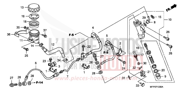 HAUPTBREMSZYLINDER, H. von CB1300 Super Bold'or ABS PEARL SUNBEAM WHITE (NHA66KF) von 2010